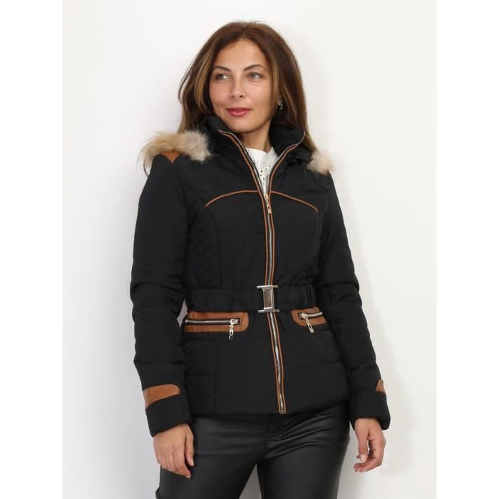 Manteau femme bi matiere simili cuir sale