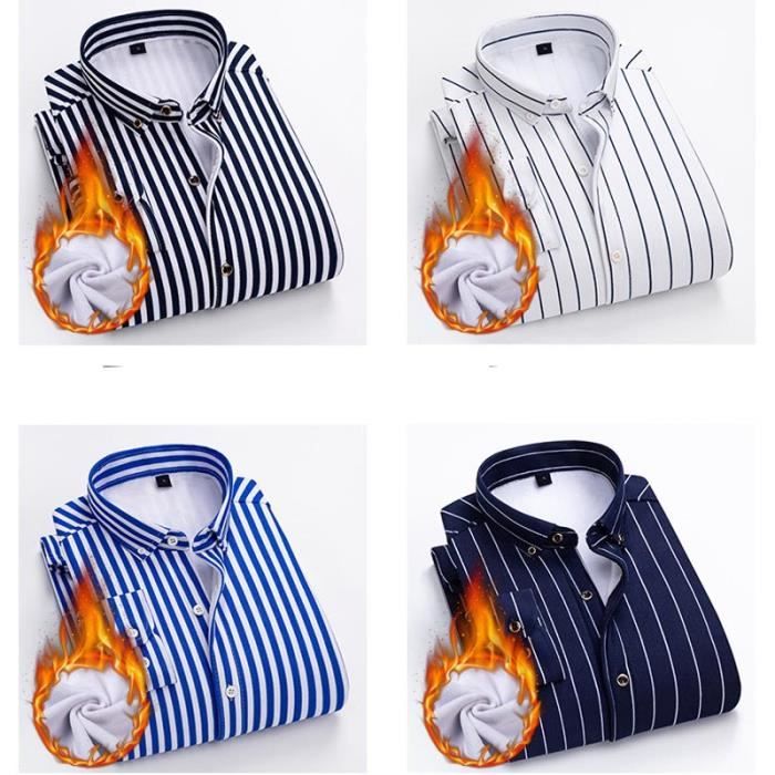 Chemise Homme BRANCACCIO Manches Longues Blanc Rayures Bleu/noir - Taille M, Slim, Neuve Avec étiquettes