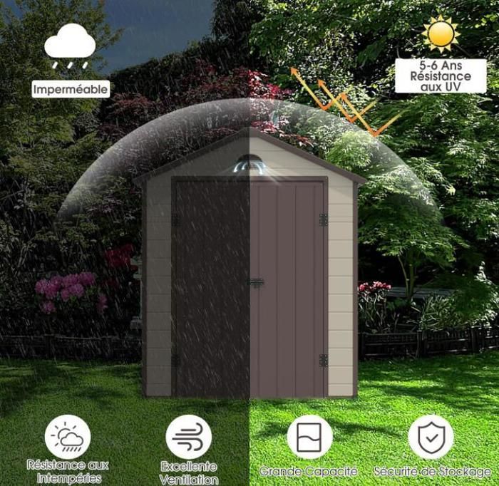 RELAX4LIFE Abri Jardin Acier Galvanisé 150x88x185cm - Cabane Rangement Outils Avec Porte Et Toit Incliné