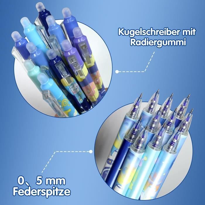 Stylos Effaçable, 12 Bleu Stylo Effacable Stylo Gel Effaçables Pointe 0 ...