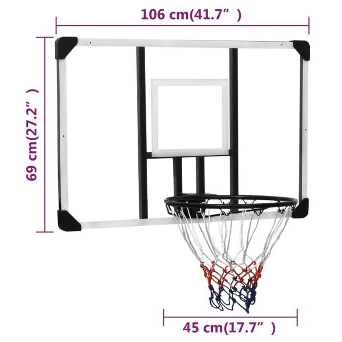 Drfeify Panneau de basket-ball Transparent 71x45x2,5 cm Polycarbonate