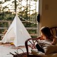 Tente De Jeu Tipi Enfant avec Guirlande Enfants Tente Grande intérieure extérieure Blanc Toile Indian Teepee Portable Tente Maison d-2