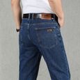 Jean Homme,Jeans Homme Regular en Coton Coupe Droite,Classique Pantalon Homme Jeans pour Orintemps et Automne-Bleu Foncé-2