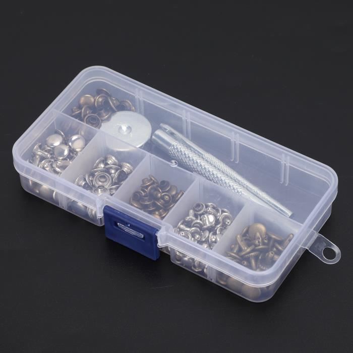 Lot De 480 Rivets En Cuir Double Capuchon - 3 Tailles (6x6mm, 8x8mm, 8x12mm) Et 4 Couleurs - Avec 4 Outils Pour Bricolage Et Réparation