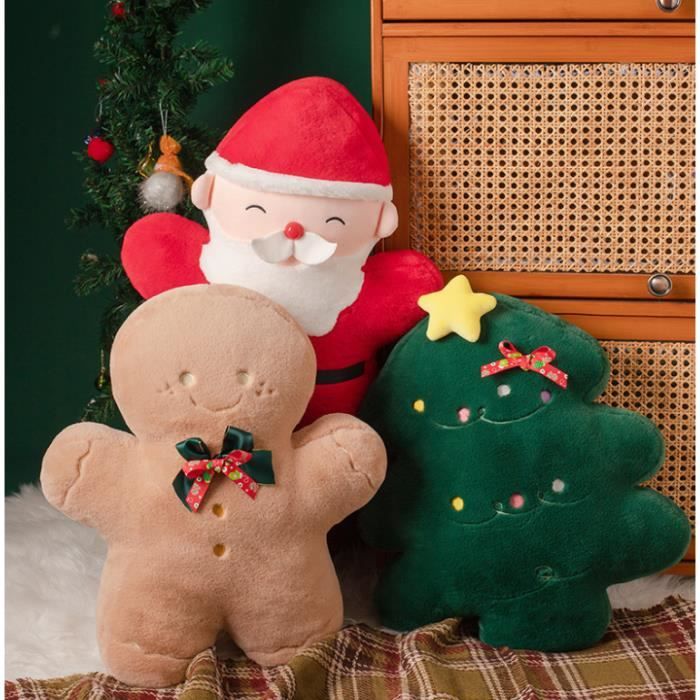Kalavika Oreiller bonhomme en pain d'épice en coton Coussin de Canapé  Cadeau Filles Garçons pour Enfants Anniversaire Noël, 45cm