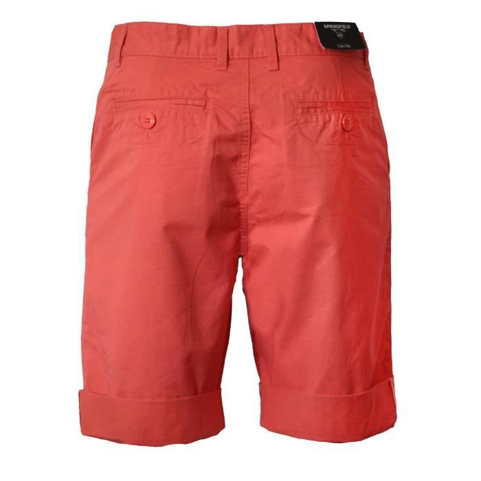Pantalons courts pour homme Springfield Cotton Chino Rouge Cdiscount Pret a Porter