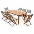 Salon de jardin en bois extensible - Almeria - Grande table 180/240cm avec rallonge. 2 fauteuils et 6 chaises. en bois d'Eucalyptus -3