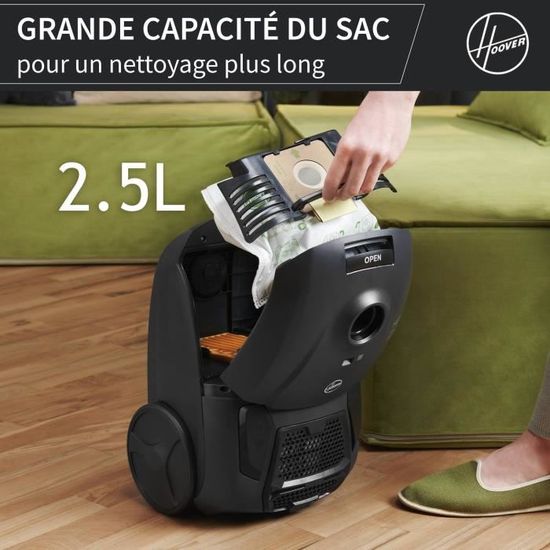 Aspirateur Traineau Hoover HE1 - 700W - Sac 2,5L - Parfait Pour Sols Durs Et Moquettes