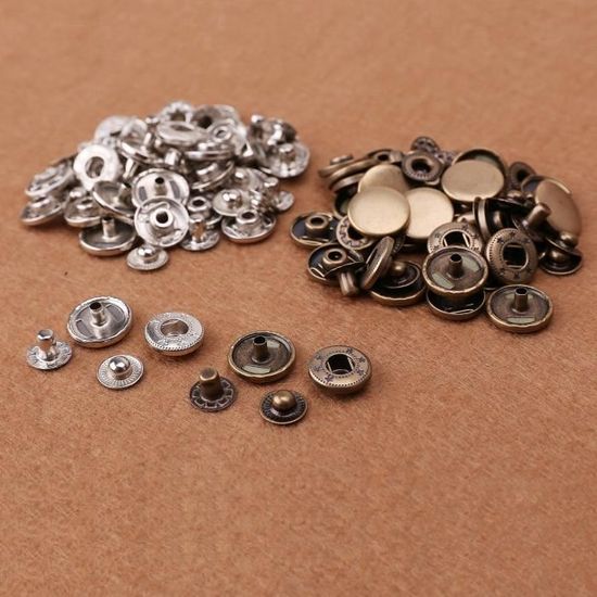 Bouton pression metal 30 pcs bronzé 15mm outil 4 pcs