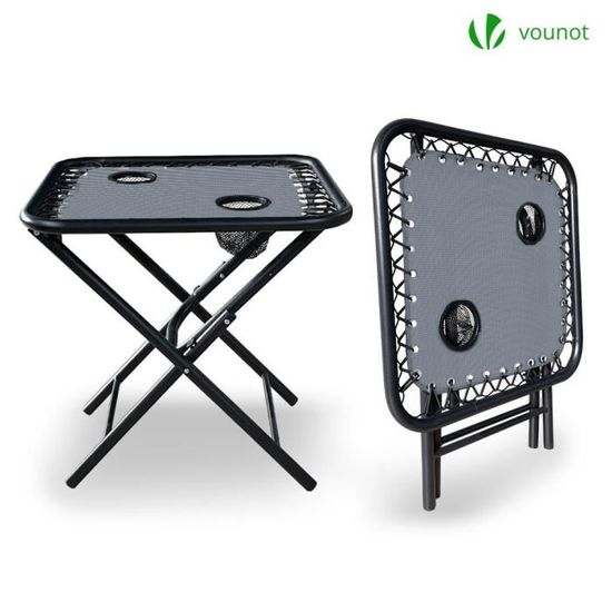 vounot Chaise Longue Inclinable en Textilene avec Porte Gobelet Et Portable Bleue Lot de 2