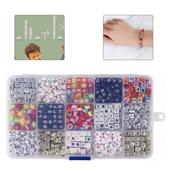 VL14408-Lettres Perles Bricolage Bracelet Pour Bijoux Bracelets Colliers Faire Trousseau Enfants Bijoux 1100pcs