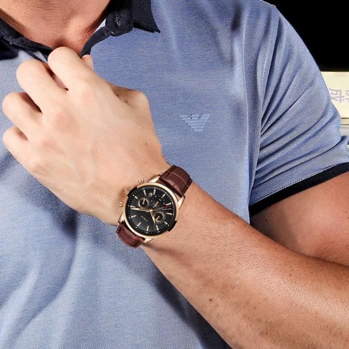 Montre Homme LIGE Étanche - Cadran Minimaliste Chronographe - Bracelet Acier Inoxydable - Verre Minéral - Mouvement Quartz Japonais