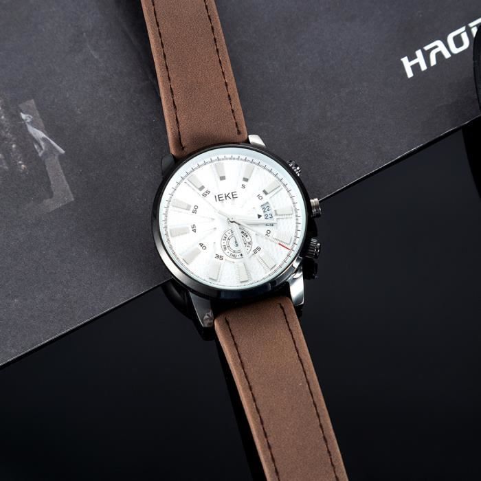 Coffret montre homme + ceinture + portefeuille + porte-clés + stylo -lot de  5 coffret cadeau homme luxe marron, - Achat/vente montre Homme Adulte  Marron Cuir - Cdiscount