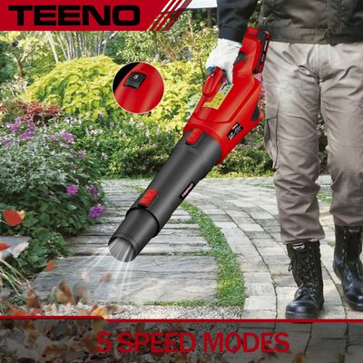TEENO Souffleur De Feuilles Sans Fil - 450 CFM/130 Mph, 6 Vitesses, Batterie 4AH Included