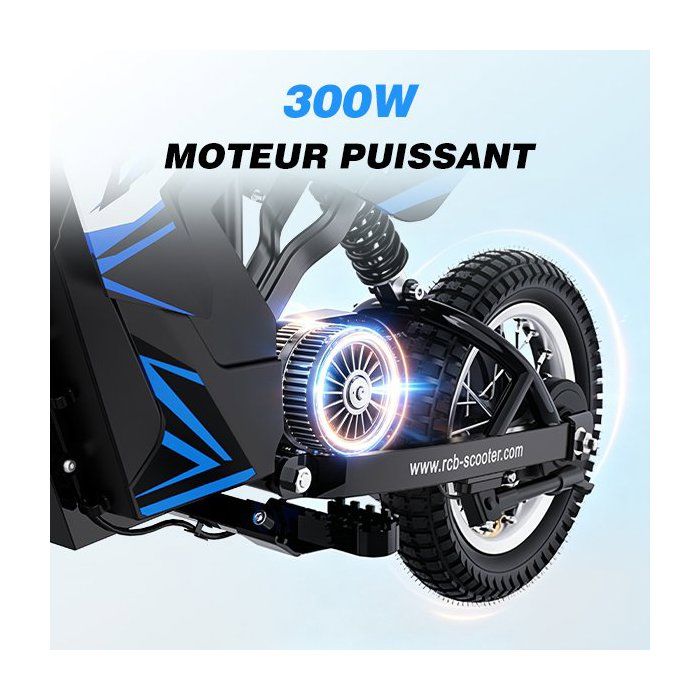 RCB Moto électrique Enfant 12V – 2 Moteurs, Pneus 12 Pouces, 3 Modes (3/8 Km/h), Musique USB, Pour 3-8 Ans