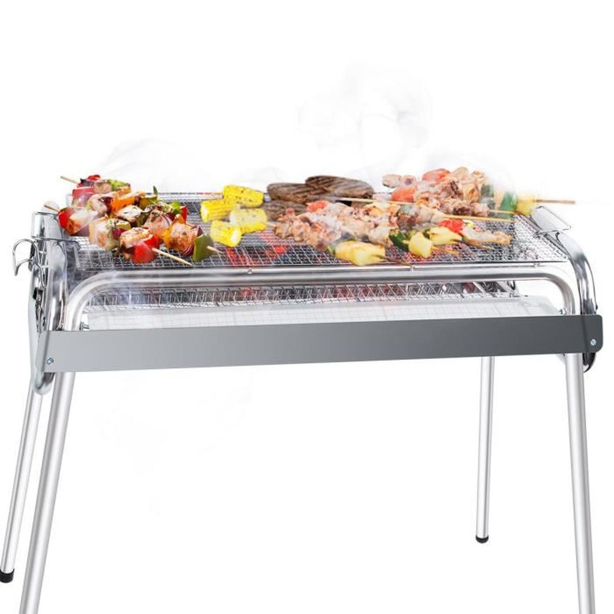 Barbecue Charbon Pliant Camping - Acier Inoxydable Portable Sur Pied - Sol-tec - Neuf - Parfait Extérieur