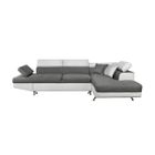 LOUNGITUDE Canapé d'angle RIO Convertible avec coffre en tissu et simili - Angle Droit, Blanc et Gris