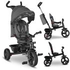Tricycle bébé évolutif LIONELO Haari - Poussette - Jusqu'à 25 Kg - Siège réversible - Grand Panier et Sac - Porte-gobelet - Gris