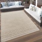 Paco Home Tapis Exterieur Terrasse Salon Cuisine Scandinave Boho Motif Geometrique Beige 120x170 cm