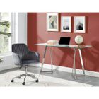 VENTE-UNIQUE Chaise de bureau - Velours - Gris - Hauteur réglable - ELEANA