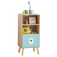 Bibliothèque Enfant COSTWAY 3 Niveaux Avec Tiroirs - Meuble Rangement Enfant 93x40x94 Cm