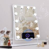 FENCHILIN Hollywood Miroir de Maquillage,Smart Bluetooth/Trois Réglages Déclairage/Loupe 10x-Meilleur Cadeau-30cmx41cm Blanc