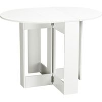 Table pliable de cuisine salle à manger - HOMCOM - ovale extensible - panneaux particules blanc