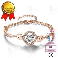 LCC®  Élégant Zircon Chaîne Bijoux  Cadeau -Couleur Or Rose Mode coréenne à la mode bracelet femme zircon tempérament bijoux