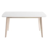 Table à manger scandinave blanc et bois clair 150 cm LEENA - Miliboo
