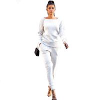 ENSEMBLE DE VETEMENTS nouveau femme pantalon, pull automne hiver Urban Casual Set de deux pièces couleur  Blanc