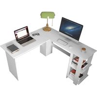 SogesHome Bureau d'ordinateur en forme de L 130 cm x 136 cm avec 2 étagères Home Grand bureau d'ordinateur