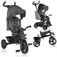 LIONELO Haari - Tricycle bébé évolutif - Jusqu'à 25 Kg - Siège réversible - Grand Panier Sac - Porte-gobelet - Roue Libre - Noir