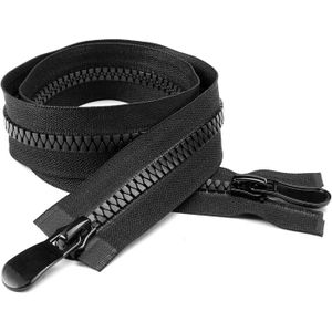 Fermeture éclair Double Curseur 75 Cm - Noir, Séparable, Maille 5 Mm, Pour Veste, Manteau - 5