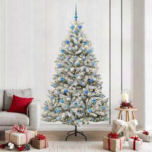 Sapin De Noël Artificiel 210 Cm Avec LED - 1200 Branches, 400 Lumières Blanches Chaudes, Difficilement Inflammable