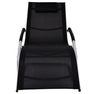 CHAISE LONGUE Chaise longue avec oreiller Aluminium et textilène Noir-GXU - Noir - Ergonomique - Résistante aux intempéries