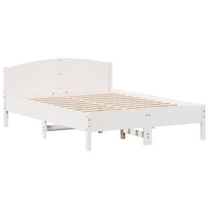 STRUCTURE DE LIT Mothinessto-Cadre de lit avec tête de lit blanc 12