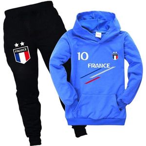 Ensemble de vêtements Survêtement de Football France 2 étoiles Garçon - Saphir - Manches Longues - Tailles 100 à 170