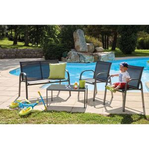 Salon De Jardin Pylos 4 Places Gris Achat Vente Salon Bas