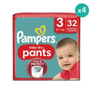 COUCHE Couches-Culottes Baby Dry Taille 3 - Pampers - 32 