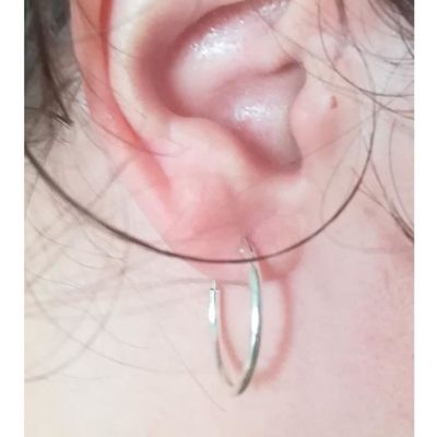Boucles d'oreilles Créole FEMME 30 mm FIL ROND Plaqué OR NEUF