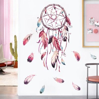 Attrape-Rêves Grand Modèle Salyeeluly Pour Enfants - Décoration Murale 5 Anneaux En Plumes