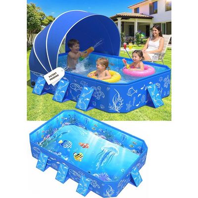 Piscine pour Enfants avec Auvent,Piscine Enfant avec Pare Soleil,Pataugeoire Pliable Épaissi pour Enfants,Anti UV,130x130x30cm - Jeux - Jouets Piscine pour Enfants avec Auvent,Piscine Enfant avec Pare Soleil,Pataugeoire Pliable Épaissi pour Enfants,Anti UV,130x130x30cm - Jeux - Jouets