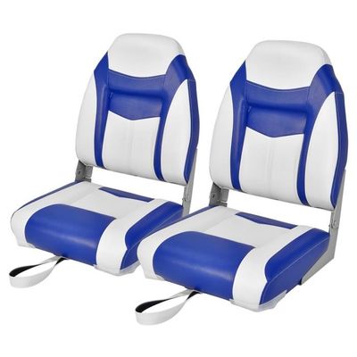 Siège Bateau 2 Pièces - Dossier Rabattable - PVC/PP - Capacité 110kg - Noir/Bleu/Rouge