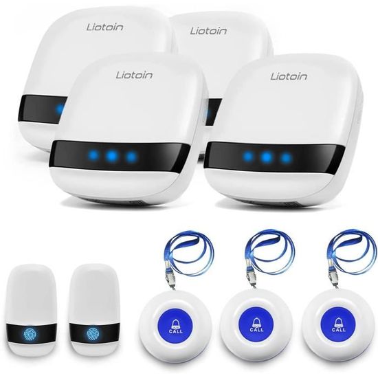 Liotoin Bouton d'Appel sans Fil Téléavertisseur pour Personne Âgée