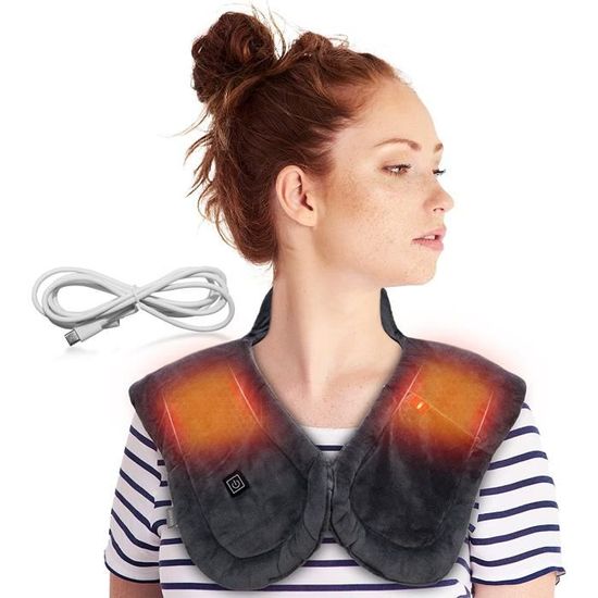 Runmeihe Écharpe Chauffante Pour Homme Et Femme - Écharpe Chauffante Douce Avec 3 Niveaux De Chauffage - Chauffage Rapide USB, Bleu Clair, M