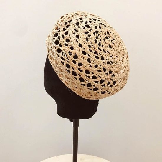 Béret Femme En Paille Octogonale – Casquette D'été Légère – Maille Respirante, Corde Réglable – Style Plage Ou Ville