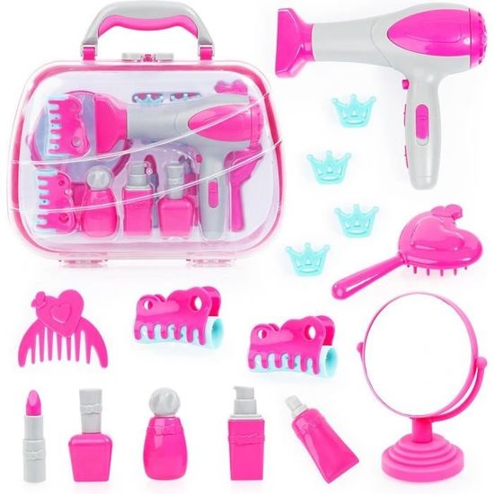 Kit Jouet Coiffeur Pour Enfants - Avec Sèche-cheveux, Rasoir, Fer à Lisser Factices - Jeu D'imitation Et De Rôle