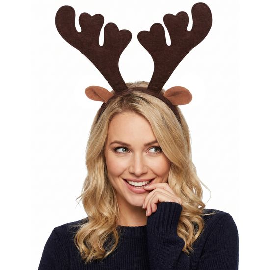 Serre-tête Renne En Bois Pour Noël - Accessoire Festif Adulte, Réutilisable, Pour Fêtes, Photos Et Cosplay