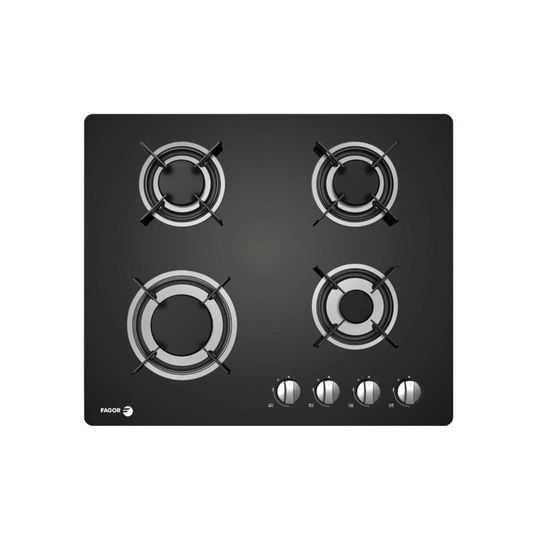 Plaque de cuisson Gaz verre noir 4 foyers FAGOR Gaz ville et