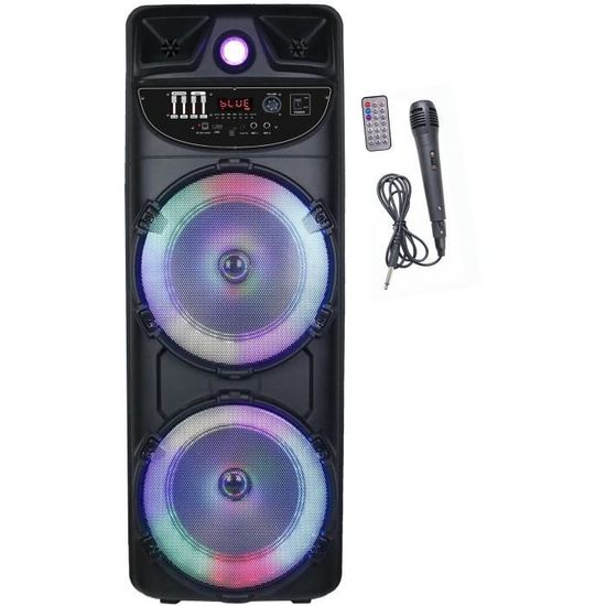 Enceinte Sono Inovalley KA115-RGB, 1000W, USB Bluetooth TWS 2 Micros  Karaokés, Lumières Soirée Anniversaire, Ampoule LED, OVNI